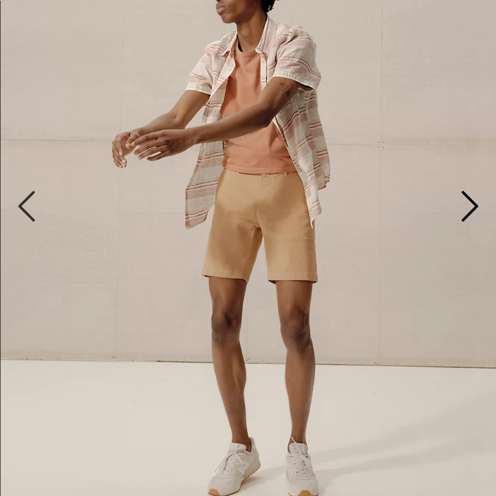 Madewell Men's Tan Flat-Front Cotton Shorts